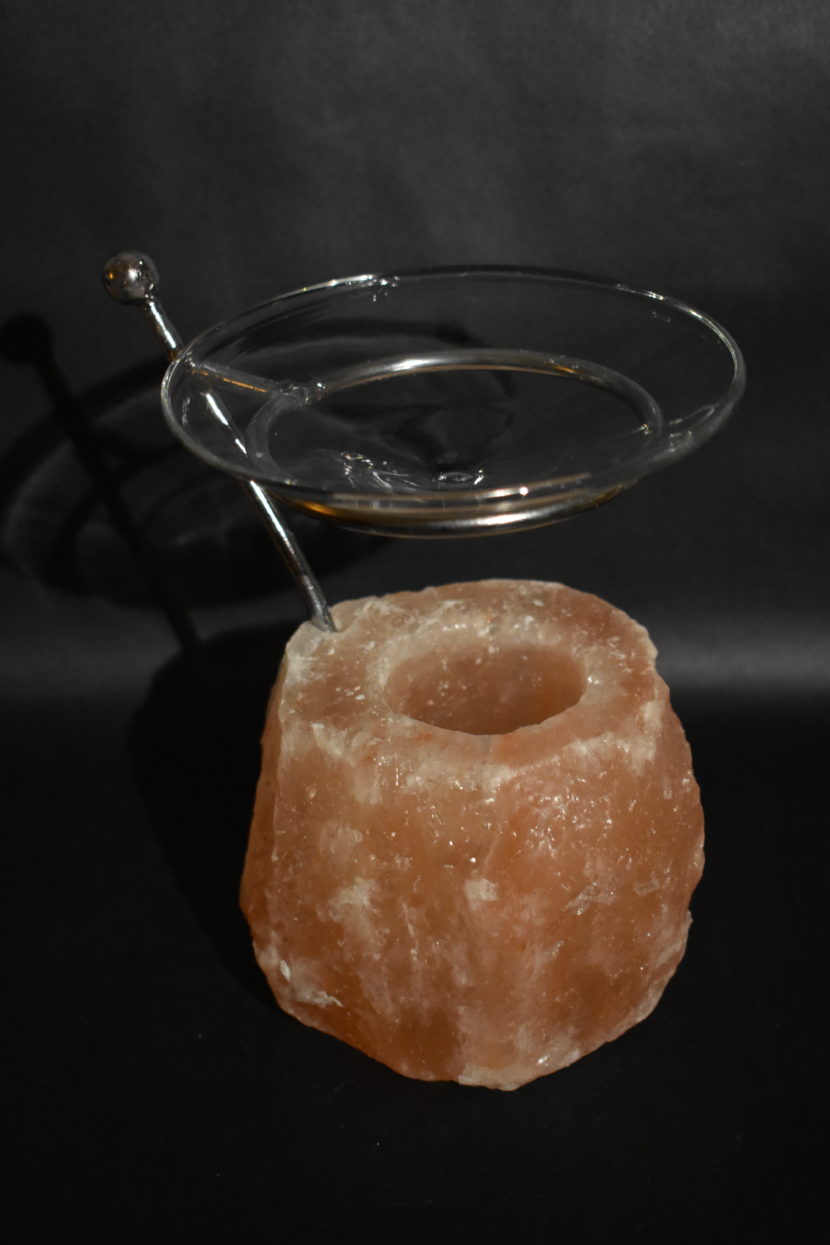Salz-Teelicht – Duftlampe mit Glasschale – Bild 4