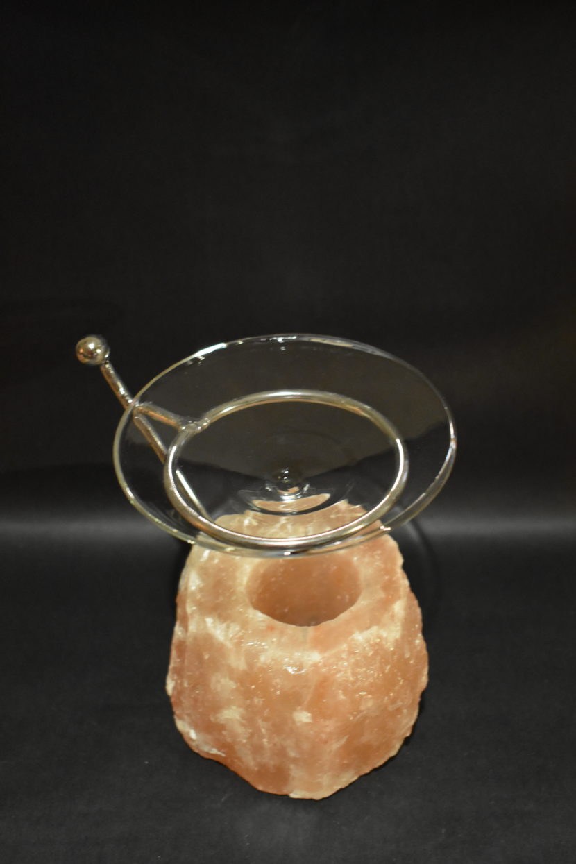 Salz-Teelicht – Duftlampe mit Glasschale – Bild 3