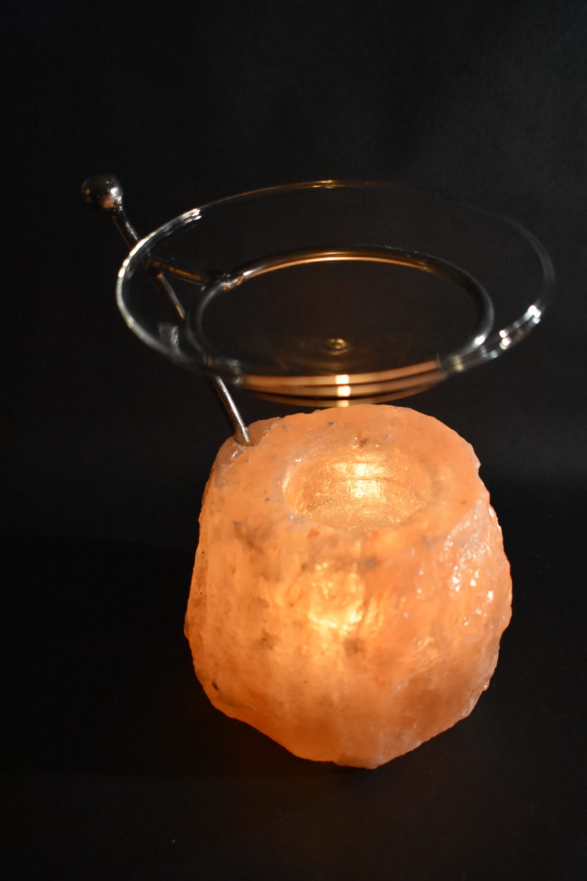 Salz-Teelicht – Duftlampe mit Glasschale