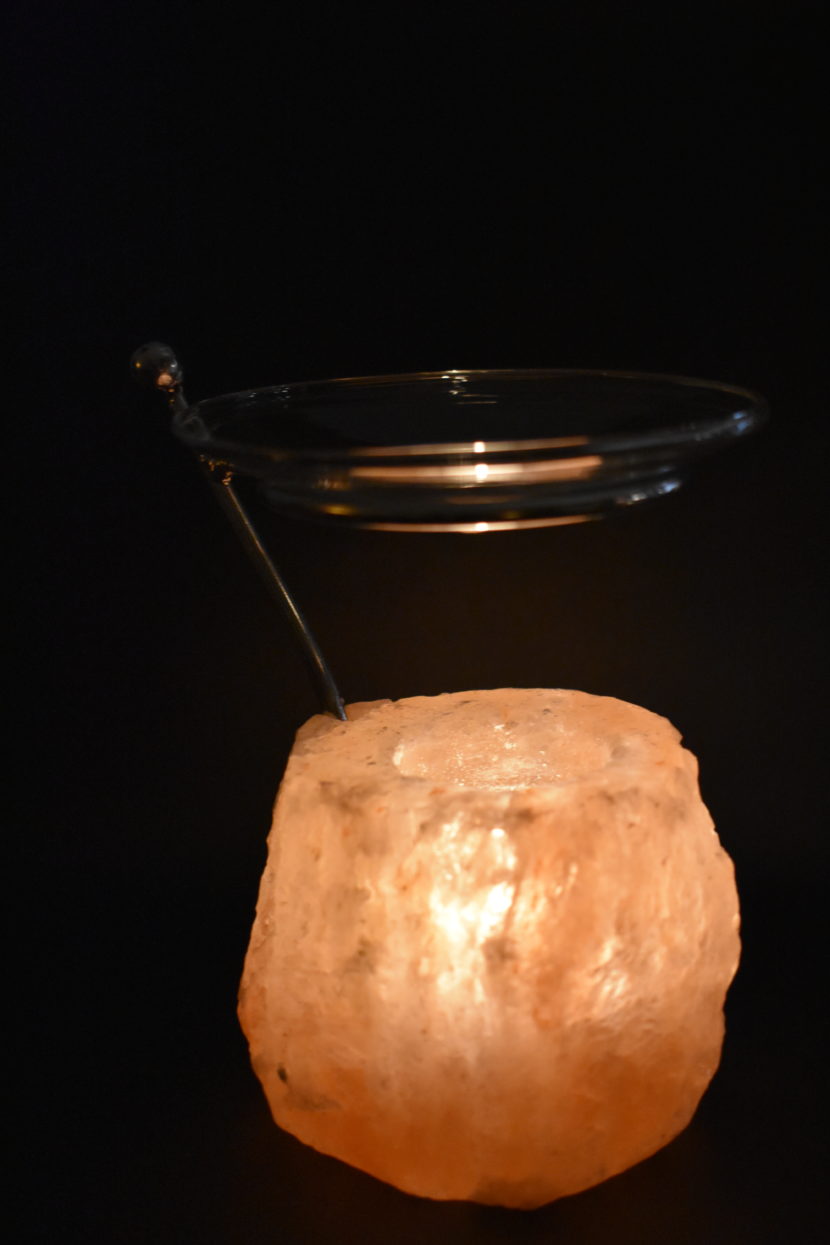 Salz-Teelicht – Duftlampe mit Glasschale – Bild 2